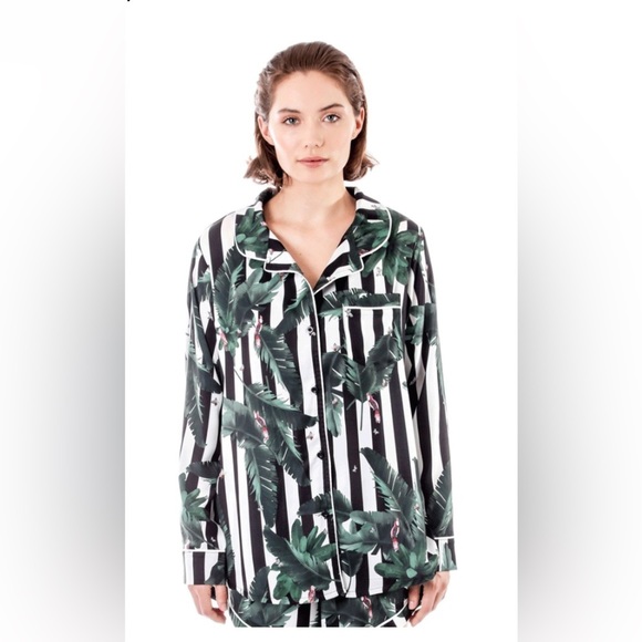 PLUSH REVOLVE SILKY JUNGLE STRIPED PAJAMA SET - Picture 2 of 4